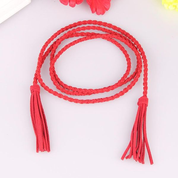 

vintage handmade thin pu leather belt women dress strap tassel fringe chain belts for women summer dress waist belts wholesale, Black;brown