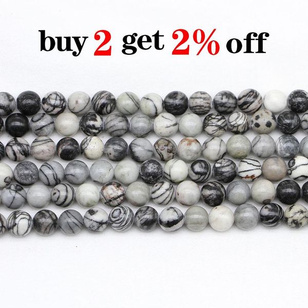 

1 strand lot 4 6 8 10 12 mm natural black network zebra stripes bead stone loose spacer beads for diy jewelry making bracelet h jllgau