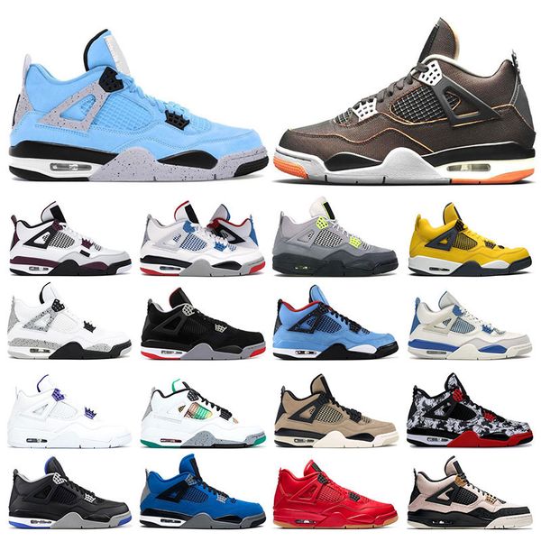

new 4 mens sneakers basketball running shoes 4s university blue starfish fire red purple metallic white cement womens sports trainers 7-13, White;red