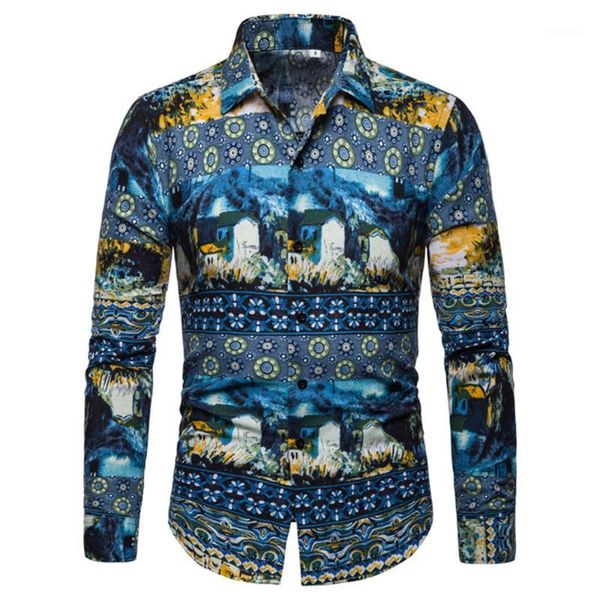 

men's casual shirts mens turn-down collar long sleeve shirt men arrival male blouse fashion floral clothes slim fit korean style1, White;black