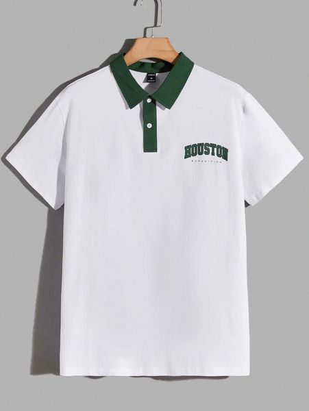 

men letter graphic polo shirt z5xn#, White;black