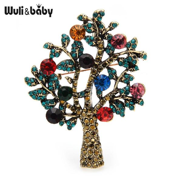 

pins, brooches wuli&baby sparkling rhinestone tree for women weddings party office brooch pins gifts, Gray