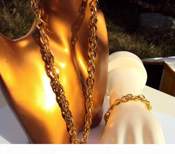 

18 k gp gold finish heavy 8mm miami cuban link pair chain necklace bracelet stamp set, Silver