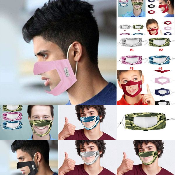 

factory camouflage deaf-mute pvc transparent adjusting dustproof mouth masks washable earloop face breathing cotton mask pf1qv