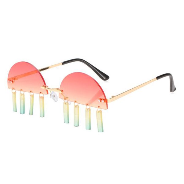 

2021 new men round half frame pendant retro trend rimless sunglasses lentes de sol mujer xh7c, White;black