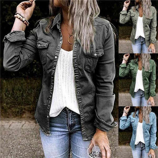 

fashion denim thin coats for women autumn spring single button outerwear slim jeans jackets plus size xxl, Black;brown