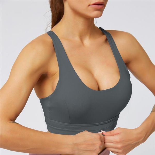 

yoga sports bra double sided nylon running fitness shockproof yoga bra female drop shipping good quality, White