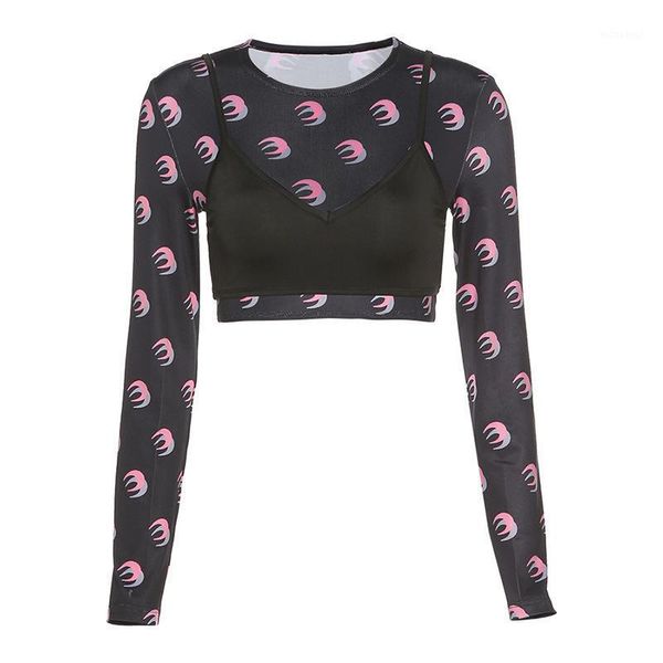 

casual prints for clothes 2020 autumn fashion moon two-piece shorts set black shirt women long sleeve 1, White
