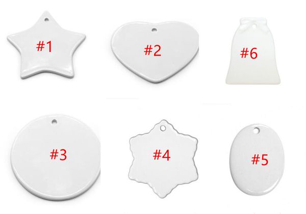 

diy heat transfer blank ceramic pendant white thermal transfer coated round star heart shape pendents christmas ornaments decoration f112701