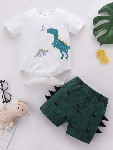 

baby cartoon graphic bodysuit & shorts she02, White