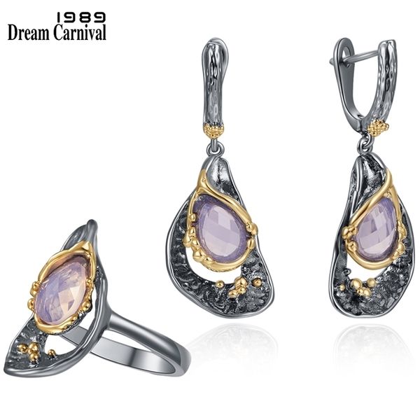 

dreamcarnival1989 elegant zirconia jewelry sets ring earrings women fashion jewelry set for ladies girls dangle earings er4028s2 200923, Silver