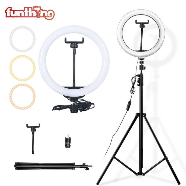 

funthing ring lamp make up led ring light selfie with tripod light for phone video pgraphy lighting for youtube phone holder