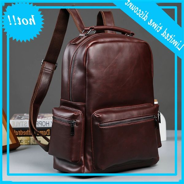 

q crazy horse skin korean men's trend student travel bag backpack
