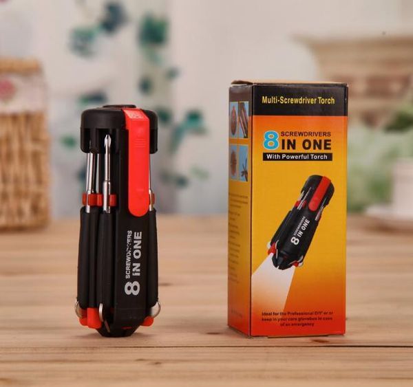 

multi-screwdriver torch 8 in 1 screwdrivers with 6 led powerful torch tools light up flashlight screw driver home repair tool cca10416