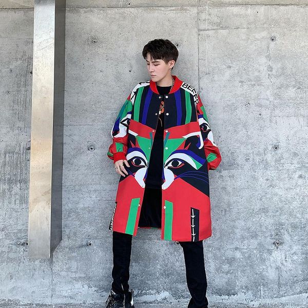 

autumn new trench men's loose chinese style hip hop long trench jacket men's fashion quality loose street style coats1, Tan;black