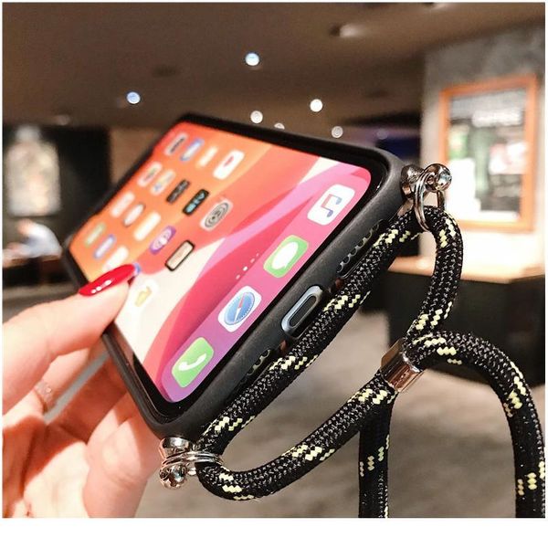 

leopard print phone case with lanyard for iphone 11 11pro max xr xs max x 6s 7 8 plus shoulder st qylnxf