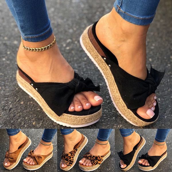 

2021 shoes woman sandals for women beach shoes bow slip on gladiator sandals women summer footwear flat sandals female plus size, Black