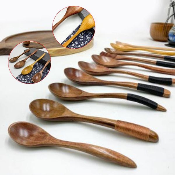 

1pc soup teaspoon mixing long handle wooden spoon bamboo cooking tool desserts salad forks 1pc soup h wmtaum