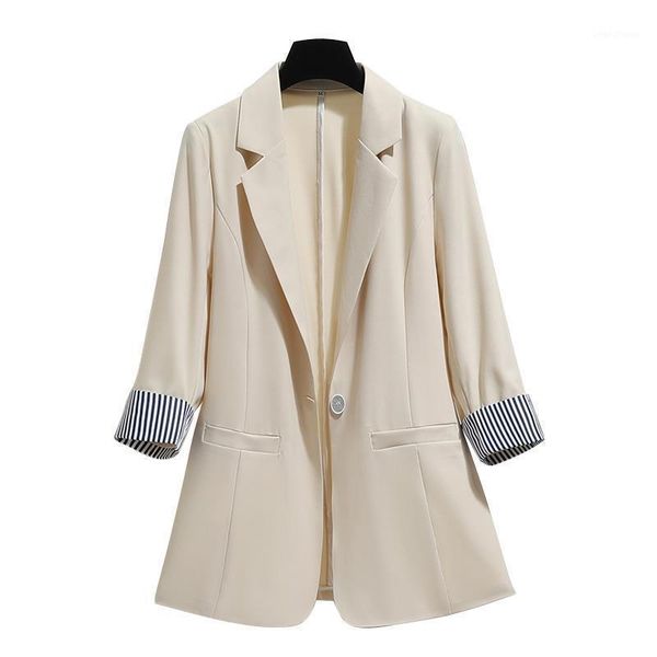

small suit jacket female 2021 spring summer new slim korean version drape thin section three-quarter sleeve blazer women1, White;black