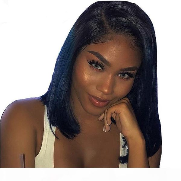 

beauty new style straight bob lace front human hair wigs pre plucked remy hair 130%150% density full lace bob wigs for women, Black;brown