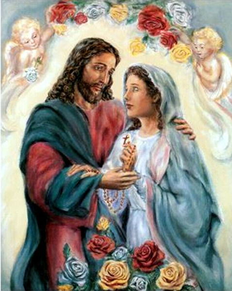 

catholic art the rosary jesus mary mother angel home decoration oil painting on canvas wall art canvas pictures for wall decor 201123