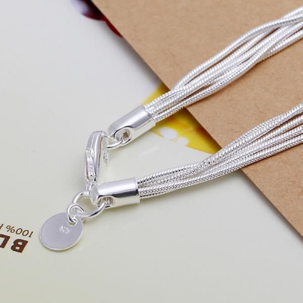 

New Fashion Jewelry 925 Sterling Silver Charm TaiJi 5 Heart Pendant Chain Bracelet For Women Gift HSJ88, Black