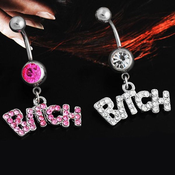 

1 шт. сука письмо belly ring diskling navel пирсинг бар belly кнопка кнопка кнопка кнопка кнопка кристалл кристалл из нержавеющей стали женщ, Silver