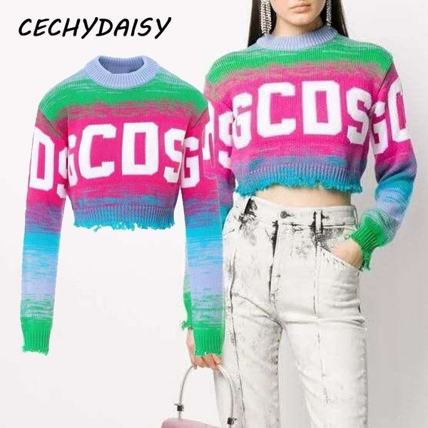 

sweater crop women fashion letter irregular color contrast casual knitted pullover autumn short jumper sweter zaful ropa 201128, White;black