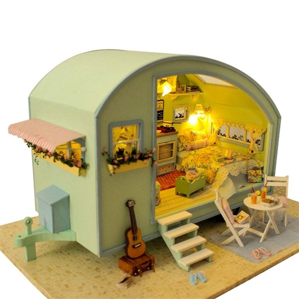 

diy doll house wooden doll houses miniature dollhouse furniture kit toys for children gift time travel doll houses a-016 y200704