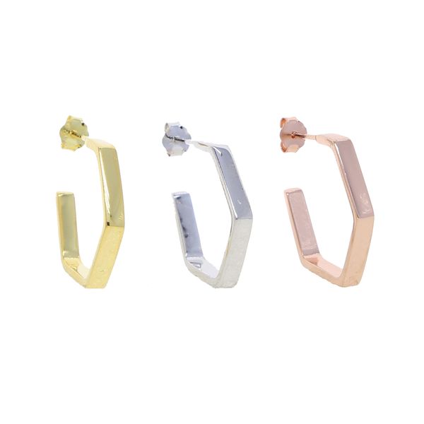 

fashion real 925 sterling silver hoop earring with rose gold gold silver plated women engagement wedding earrings for christmas gift, Golden;silver