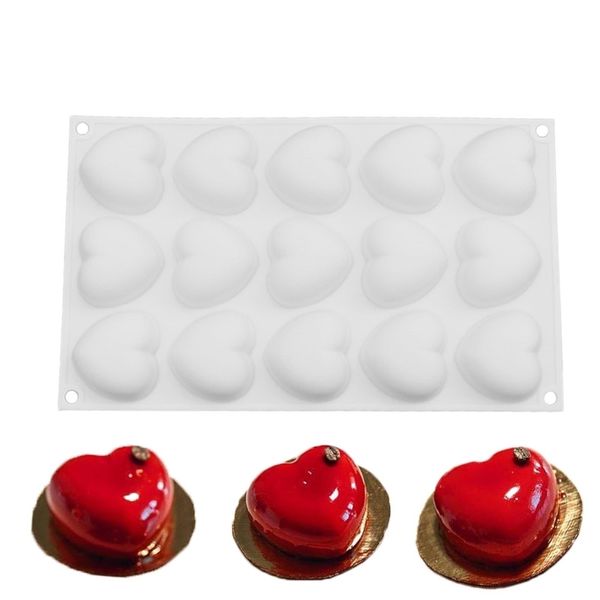 Silicone Romantics 15 a forma di cuore Mini Muffa della torta per dolci al cioccolato Budino Torte di cottura che decorano stampi per utensili Pan T200524