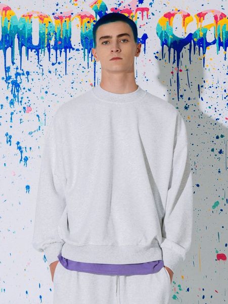 

men drop shoulder solid sweatshirt d2yl#, Black