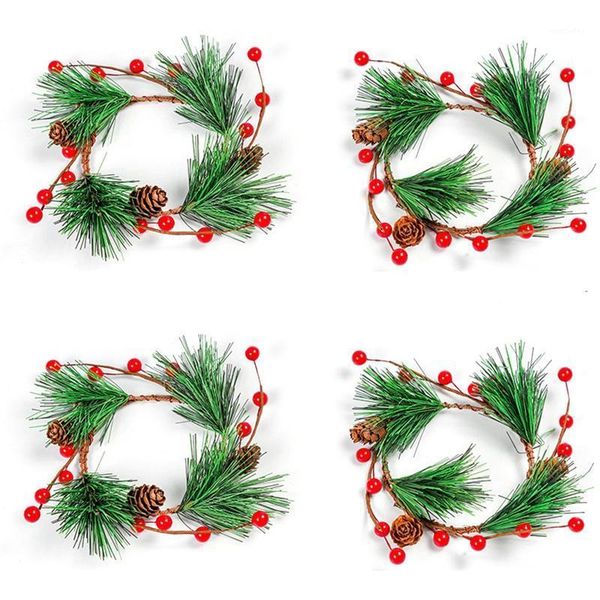 

decorative flowers & wreaths 4pcs christmas wreath artificial berry pine cone for home decoration diy floral wreaths1