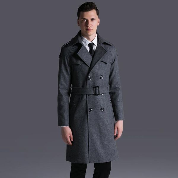 

mens coats luxury double breasted solid thick mens jackets and coats plus size 6xl adjustable waist man trench with belt, Black