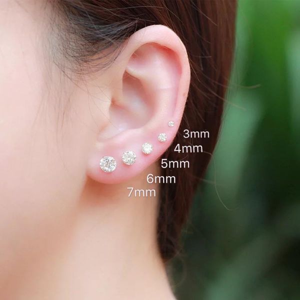 

real sterling silver zircon earrings 0.3cm0.4cm0.5cm elegant party earrings for women minimalist fine jewelry