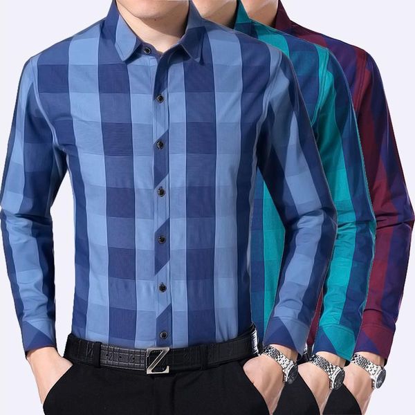 

new male patchwork color long sleeve shirt man office fashion plaid dress shirts1, White;black