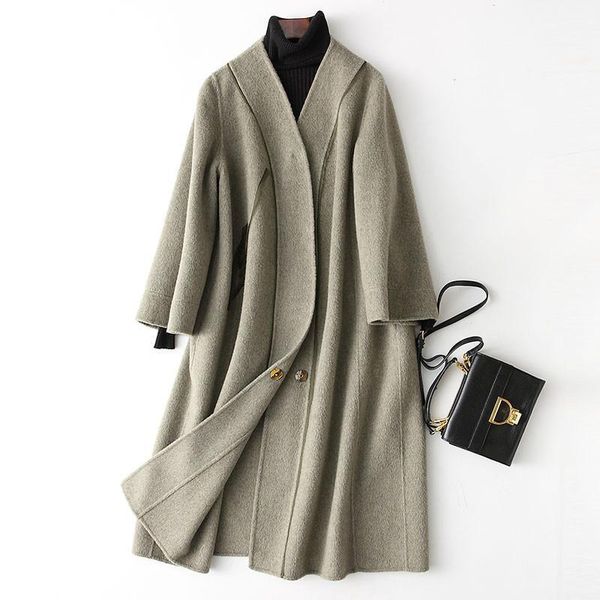 

women's wool & blends coat women 4040 spring women's cashmere jackets long double female outerwear casacos 38503 wyq33901, Black