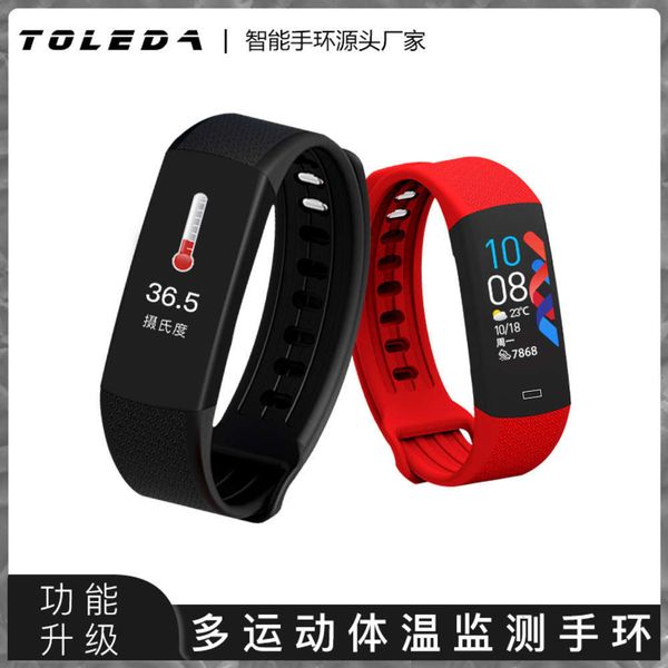 

new b6w intelligent temperature measuring bracelet, heart rate and blood prsure monitoring, bluetooth sports watch with sdk api interf