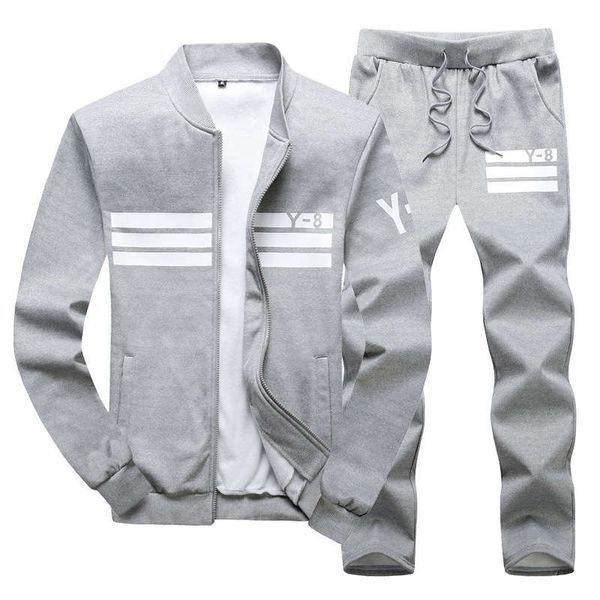 

spring and autumn korean fashion sweater suit for men's leisure sports cardigan, Gray