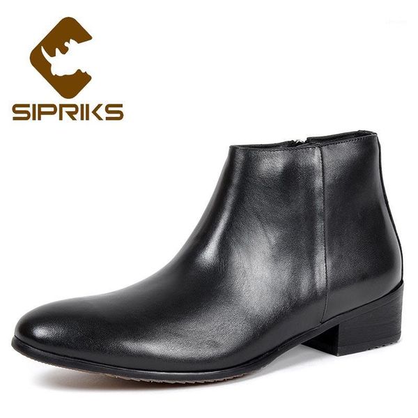 

sipriks mens zip boots imported italian genuine leather ankle boots handmade male cowboy real rubber classic dress cool 441, Black