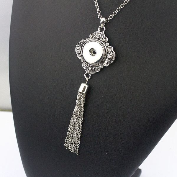 

pendant women fashion vintage ginger snap tassel necklace jewelry fit 18mm snaps chunk button charm