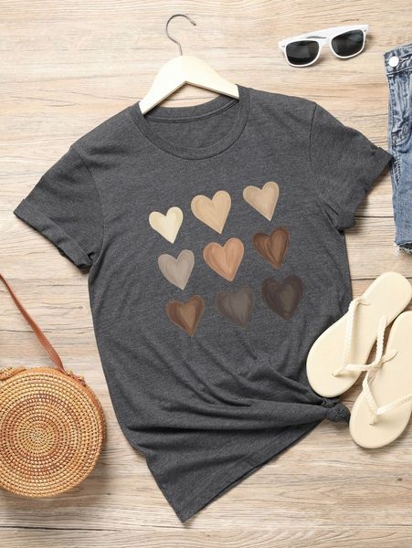 

plus heart print tee j8aq#, Black