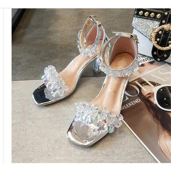 

2020 summer sandals ladies shoe leap crystal women's flicker bounce shoes open foot gladiator vm3u, Black