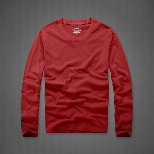 Neue Ankunft Langarm Männer T-shirt Einfarbig Baumwolle Unterhemd Blank Unterwäsche O Hals 201203