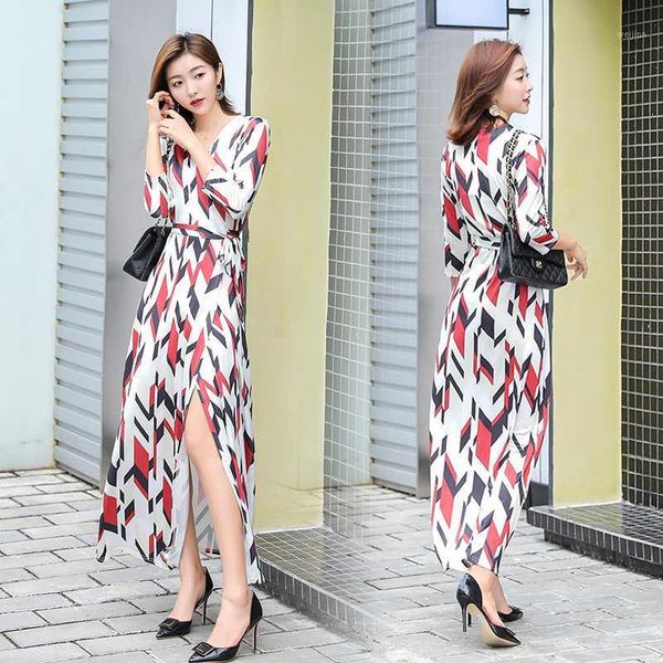 

summer women's bohemian print party cotton beach dress ethnic style casual women's beach vintage dress1, Black;gray