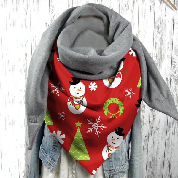 

scarves christmas printing scarf women winter for fashion multi-purpose shawl luxury designer head foulard femme, Blue;gray