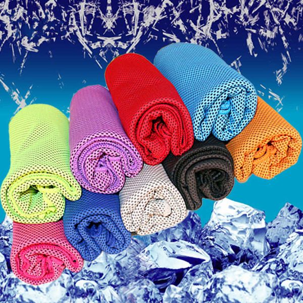 

ice cold towel outdoor cooling scarves summer sunstroke sports exercise cool quick dry soft breathable cooling towels 100*30cm 40x80cm, Blue;black