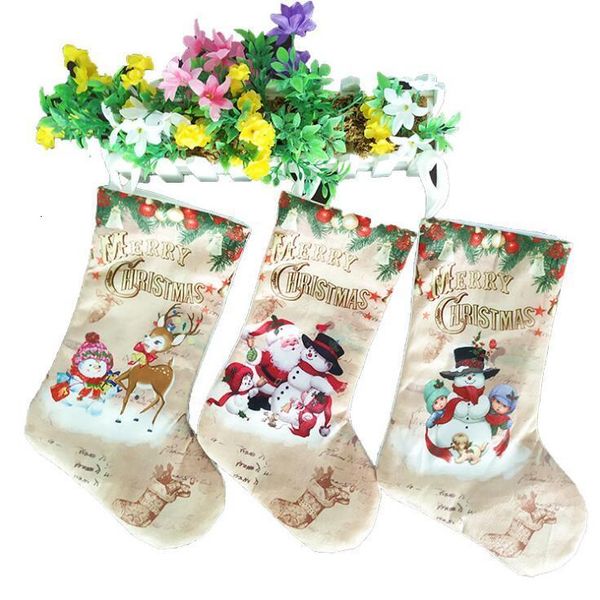 

vt35santa creative claus snowman elck christmas tree stockings ornaments home party decoration children candy bags gifts
