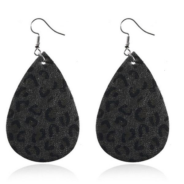 

hook dangle leopard teardrop print leather earrings for women