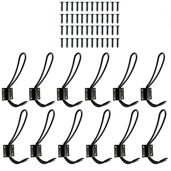 

12pcs farmhouse hooks with metal screws decorative wall mounted rustic coat hooks rack vintage organizer hanging wire hook cloth1